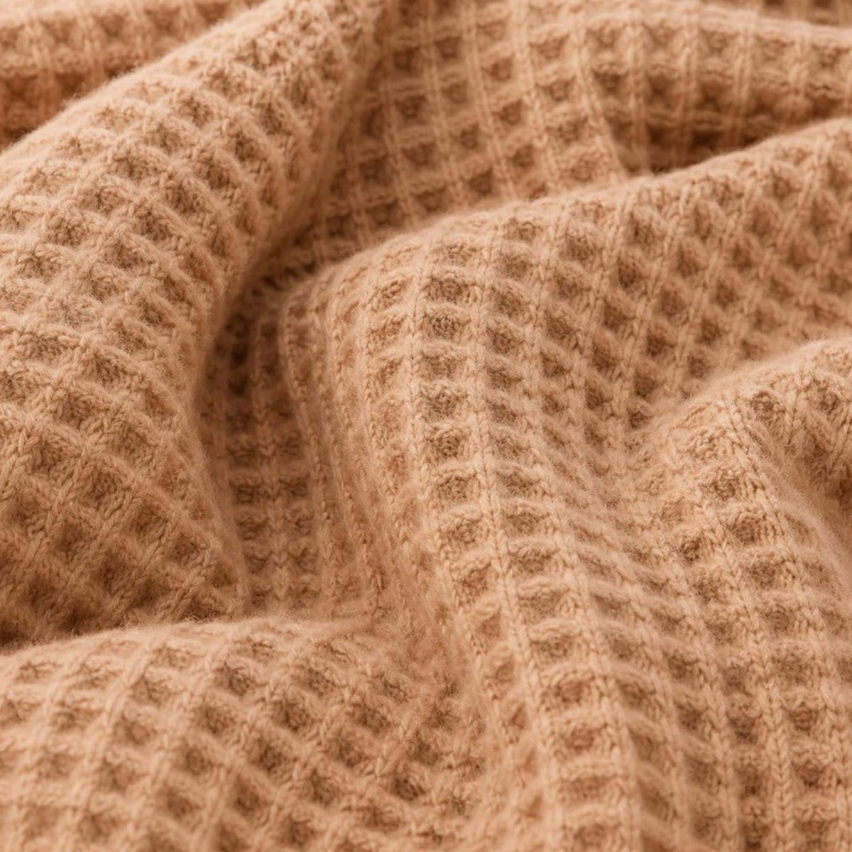 Textura de tricô waffle macia e quentinha